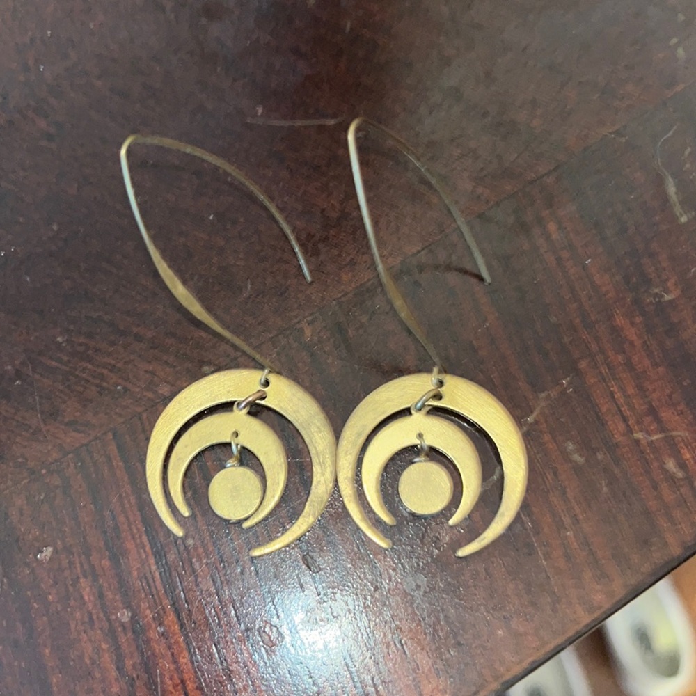 Brass Moon Earrings
